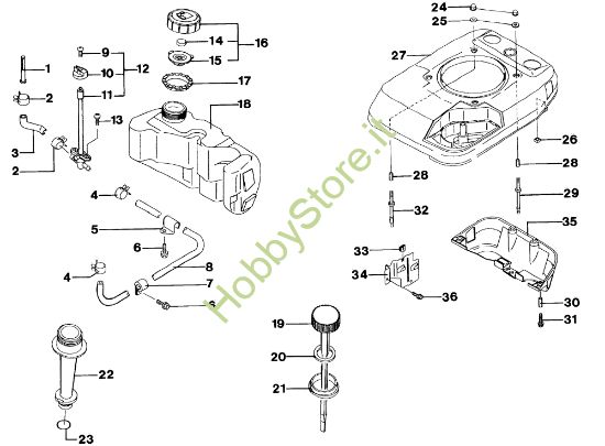 Picture of Motore, serbatoio e cofanatura LUX 53 KT Rasaerba