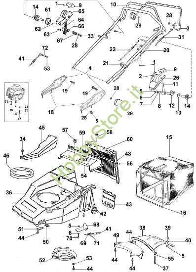 Picture of Manubrio tipo nuovo da Gennaio 2003 LUX 53 KVF Rasaerba