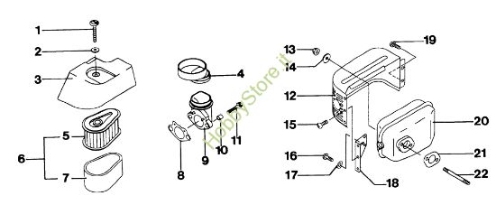 Picture of Motore, filtro aria e marmitta LUX 53 KVF Rasaerba