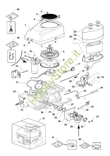 Picture of Avviamento, carburatore e filtro aria OM 98L/14,5 K H Cat. 2018 Trattorino