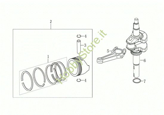 Picture of Albero e pistone MAX 53 PK ALLROAD ALUMINIUM (K805) EURO 5 Rasaerba