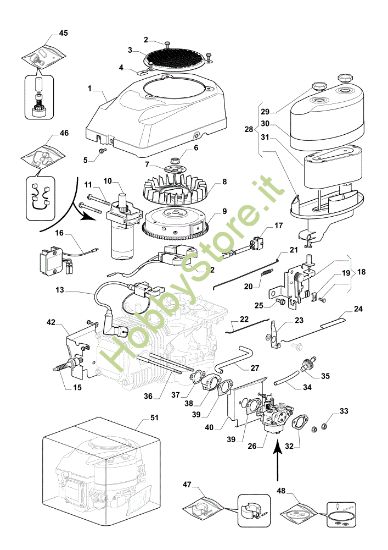 Picture of Avviamento, carburatore e filtro aria OM 98L/14,5 K H Cat. 2023 Trattorino