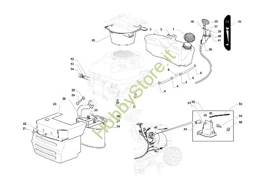 Picture of Serbatoio, marmitta e protezioni OM 98L/14,5 K H Cat. 2023 Trattorino