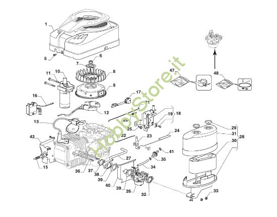 Picture of Avviamento, carburatore e filtro aria GLX 20-108HS Trattorino