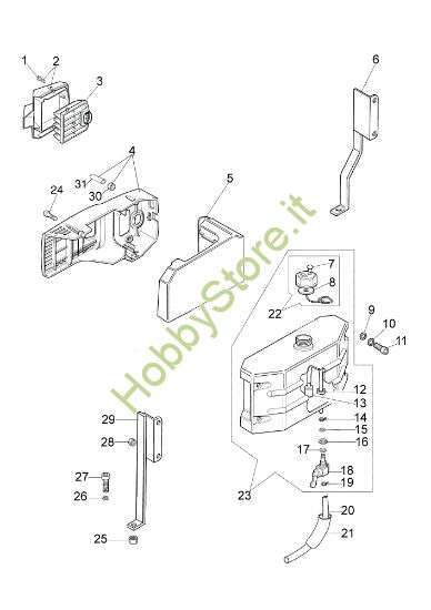 Picture of Serbatoio e filtro aria MTL 85 R Mototrivella