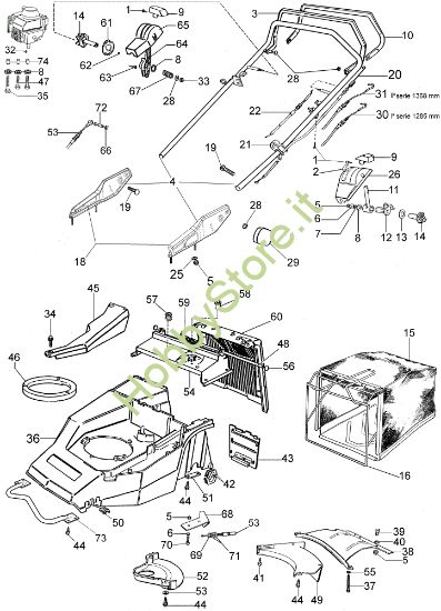Picture of Manubrio tipo nuovo da Gennaio 2003 LUX 53 VBT Rasaerba