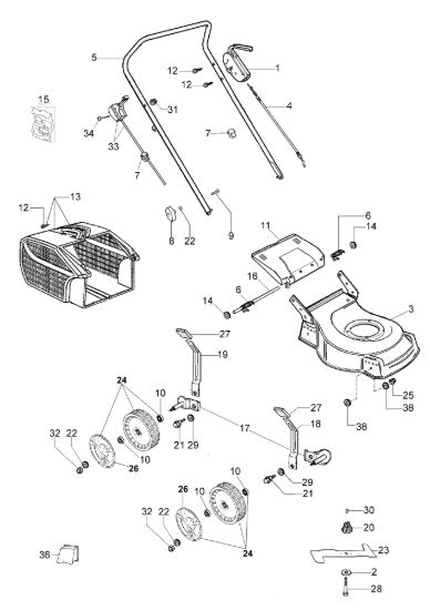 Picture of Esploso completo ESSENTIAL (Da gennaio 2012) LR 48 PK (K500) Rasaerba