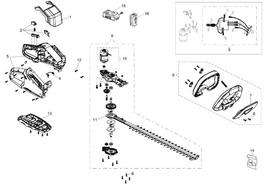 Picture of Esploso completo TG 2000 Li-Ion Tagliasiepi elettrico