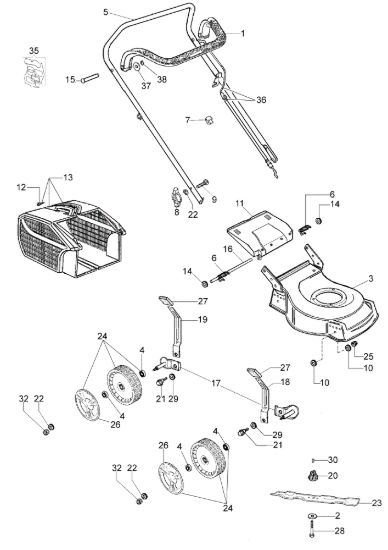 Picture of Esploso completo LR 44 PK COMFORT (K605) EURO 5 Rasaerba