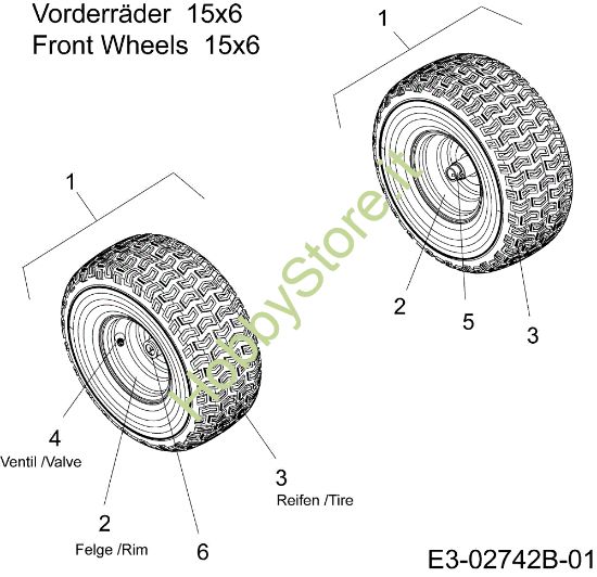 Picture of Ruote anteriori POLO 108/15,5 H Cat.2007 Trattorino