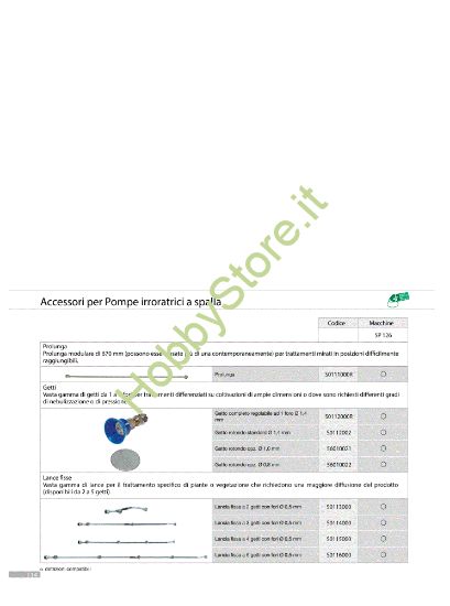 Picture of  Accessori per irroratori