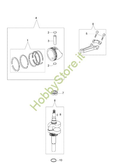 Picture of Albero e pistone MAX 53 TK (K800) Rasaerba