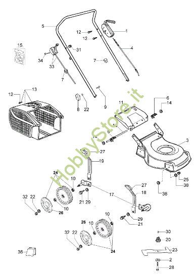 Picture of Esploso completo ESSENTIAL (Da gennaio 2012) LR 48 PK (K500) Rasaerba