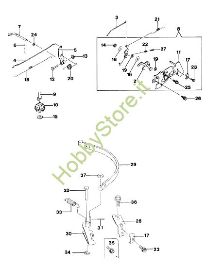 Picture of Motore, leve di comando e freno motore MR 534 TK Rasaerba