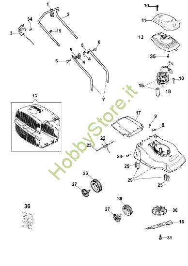 Picture of Esploso completo PR 35 Rasaerba elettrico