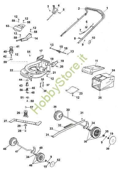 Picture of Esploso completo AR 53 PAL Rasaerba