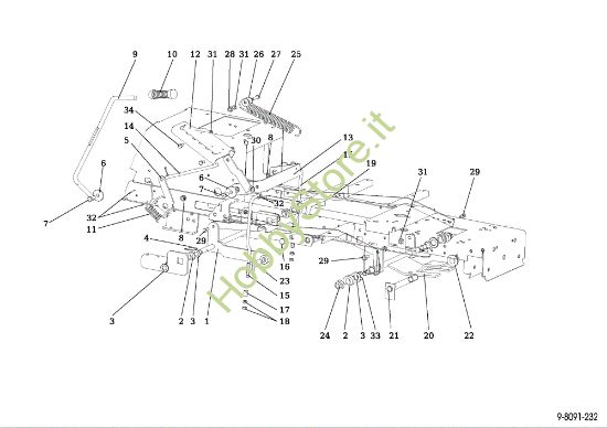 Picture of Regolazione piatto di taglio EF 107 L/24 KH (K2400AVD V-Twin) Cat. 2018 Trattorino