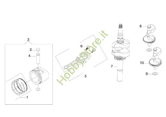 Picture of Albero e pistone EF 106/16 KH (K1600AVD - EURO5) Cat. 2019 Trattorino
