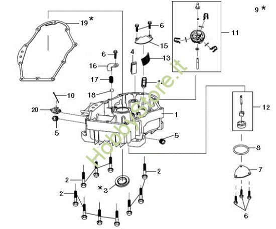 Picture of Coperchio basamento EF 106/24 KH (K2400AVD V-twin - EURO5) Cat. 2019 Trattorino