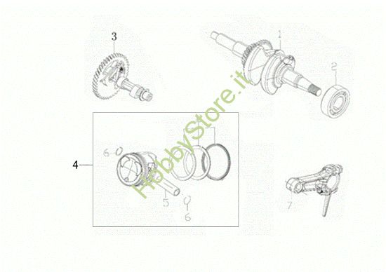 Picture of Albero e pistone MZ 2055 K Motozappa