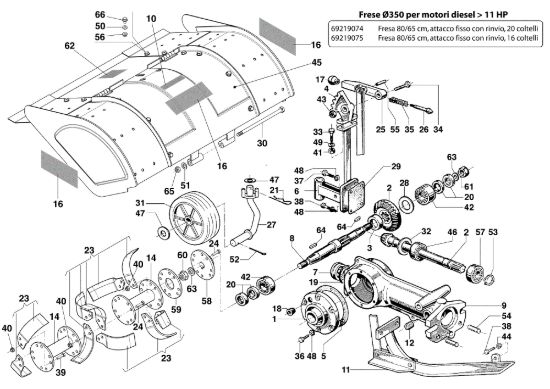 Picture of Fresa solo per motori Diesel 69219074/69219075 MAK 18 Motocoltivatore
