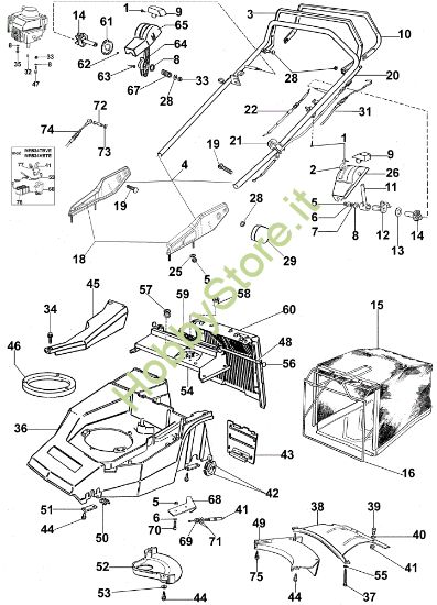 Picture of Manubrio tipo nuovo (Da gennaio 2003) MR 534 THVX Rasaerba