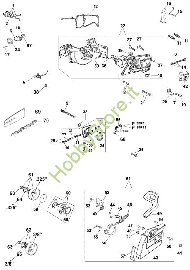Picture of Basamento e freno 162 Motosega