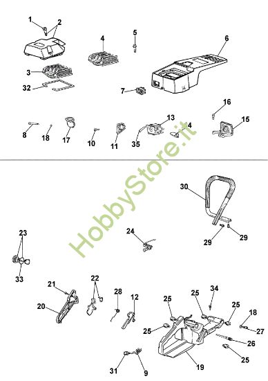 Picture of Serbatoio, filtro aria e impugnatura 171 Motosega