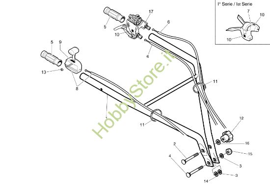 Picture of Manubrio fisso e comandi 102 (Fino/Until 2009) Motozappa