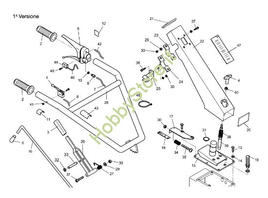 Picture of Stegola e comandi (1° Versione) 115 (Fino/Until 2009) Motozappa