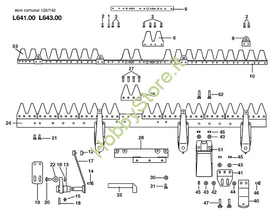 Picture of Barra falciante ESM "COMUNAL" L0064100/L0064300 KAM 4 (Fino/Until 2009) Motocoltivatore