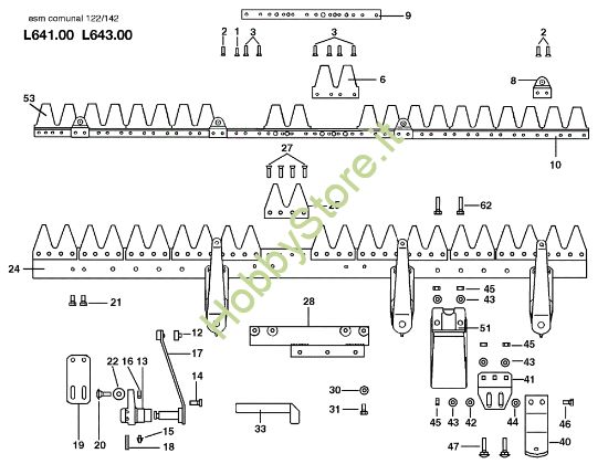 Picture of Barra falciante ESM "COMUNAL" L0064100/L0064300 KAM 5 (Fino/Until 2009) Motocoltivatore