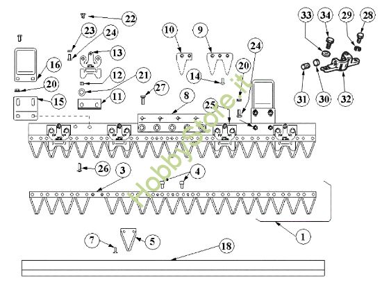 Picture of Barra falciante speciale 69229068/69229069/69229070/69229071 KAM 5 HF Motocoltivatore