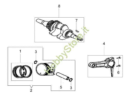 Picture of Albero e pistone 104 (K800 HC) Motozappa