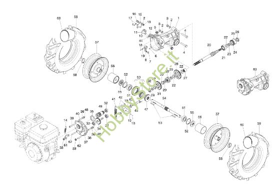 Picture of Scatola cambio e ruote BRIK (K700 H) Motocoltivatore