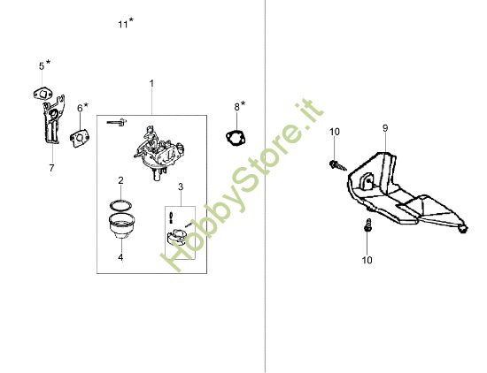 Picture of Carburatore e deflettore BRIK (K700 H) Motocoltivatore