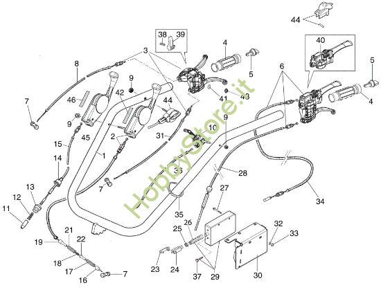Picture of Stegola e comandi (ver. frizione monodisco) MAK 17 S Motocoltivatore