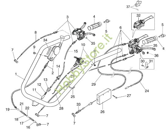 Picture of Stegola e comandi (ver. frizione multidisco) MAK 17 S Motocoltivatore