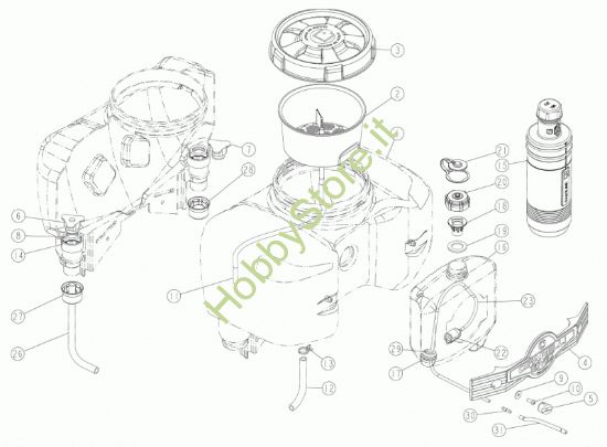 Picture of Serbatoio liquidi L.17 e miscela x serie 3 Evo carb. HDA 